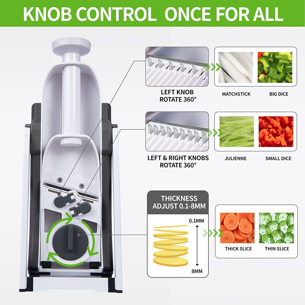 قطاعة خضار آمنة 4 في 1 بسماكة قابلة للتعديل | Safe Mandoline Slicer 4-in-1 Adjustable