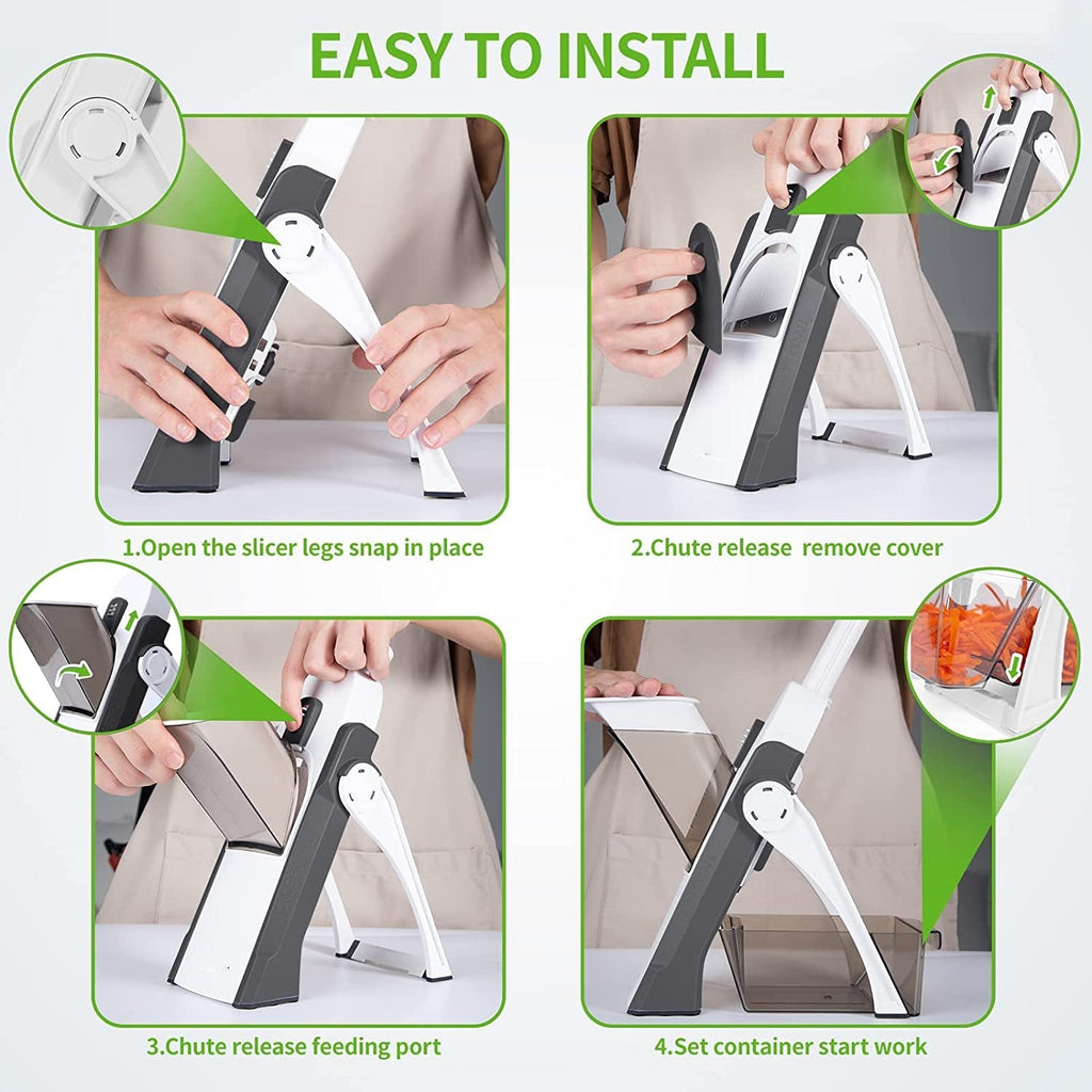 قطاعة خضار آمنة 4 في 1 بسماكة قابلة للتعديل | Safe Mandoline Slicer 4-in-1 Adjustable