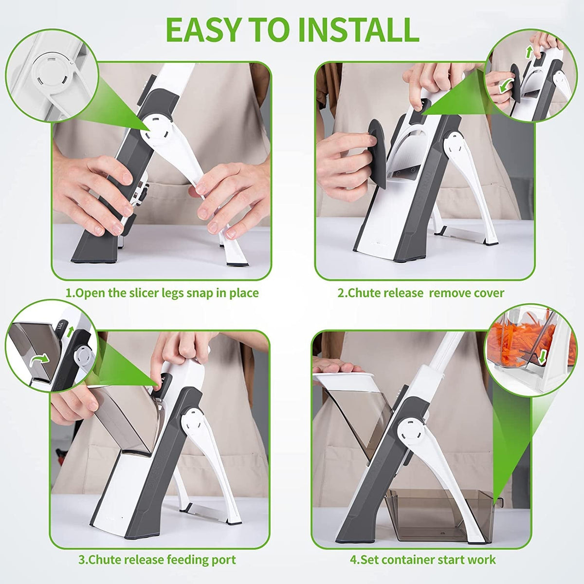 قطاعة خضار آمنة 4 في 1 بسماكة قابلة للتعديل | Safe Mandoline Slicer 4-in-1 Adjustable