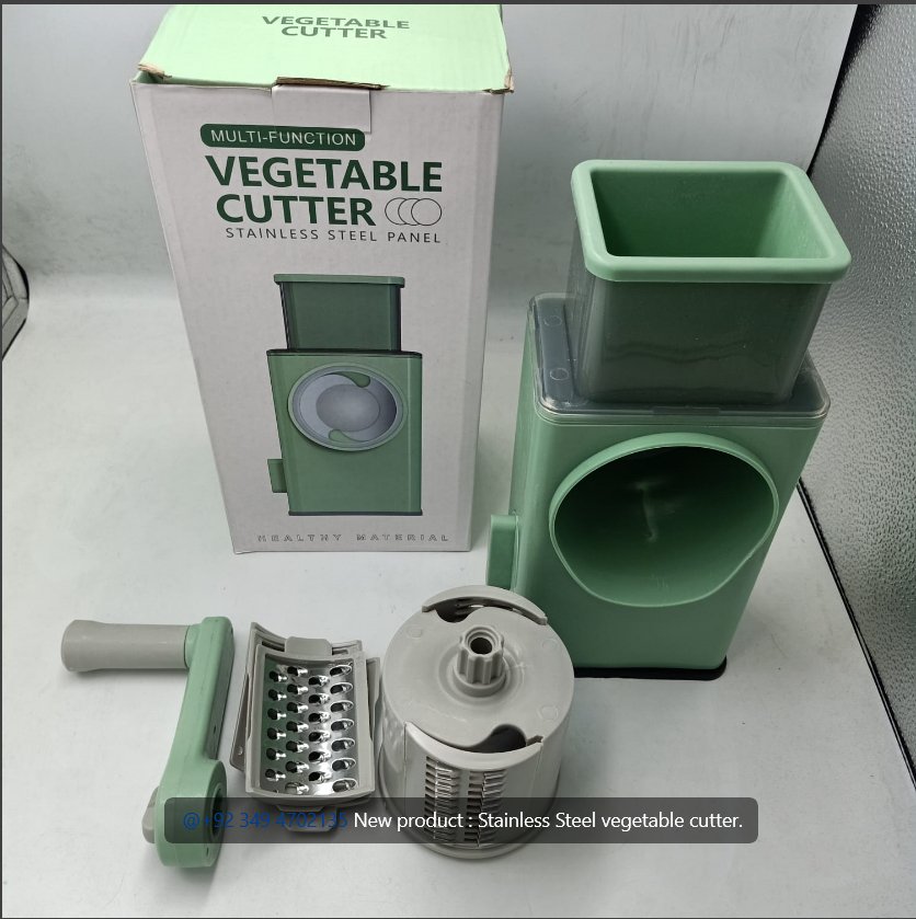 قطاعة خضار يدوية دوارة بـ3 شفرات ستيل | Rotary Vegetable Cutter with 3 Stainless Blades